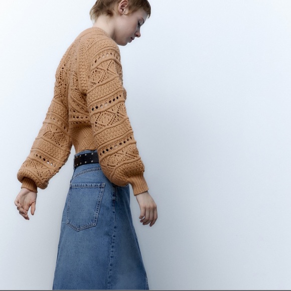 Zara open knit chunky textured knit sweater - Picture 6 of 13